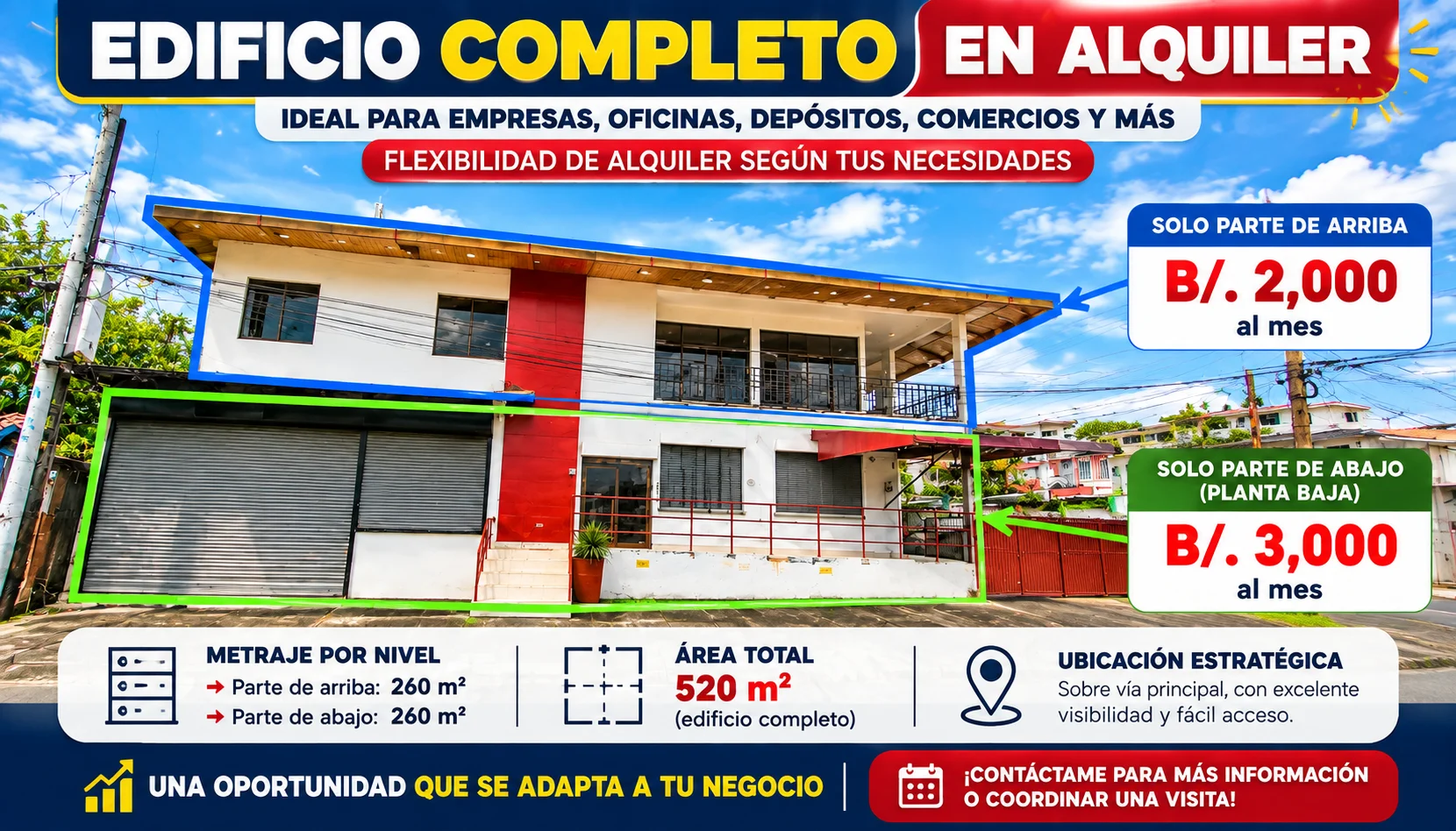 EDIFICIO COMERCIAL EN ALQUILER – SAN FRANCISCO, CERCA DE VÍA PORRAS en Ciudad de Panamá, Panamá