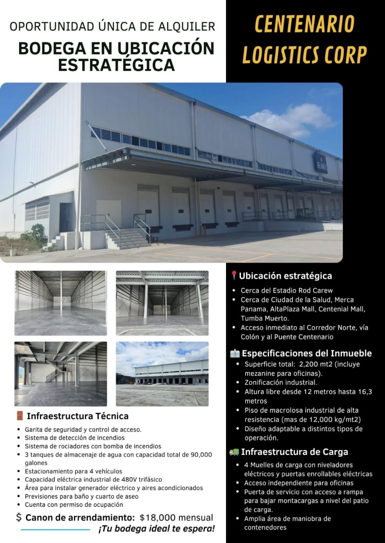 Bodega de 2200 m² Via Puente centenario en Via Centenario, Panamá