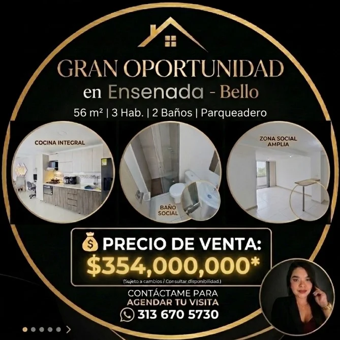 Se Vende Apartamento de 3 Habitaciones en Bello Antioquia en Bello, Colombia