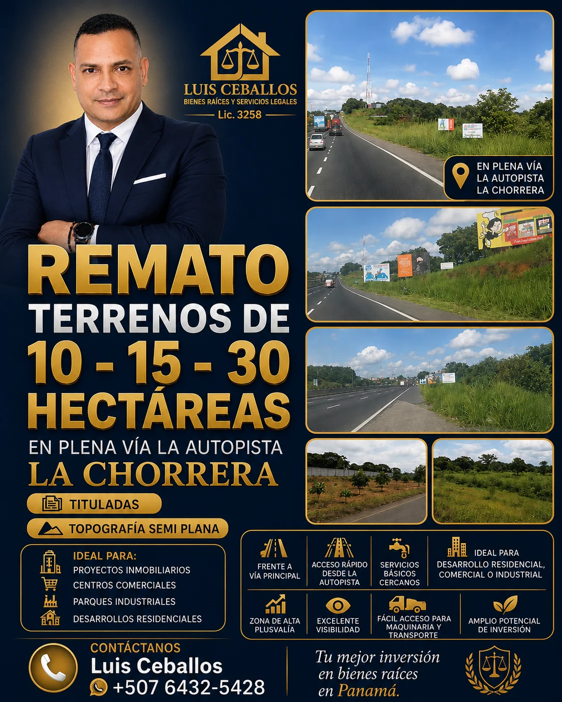 REMATO TERRENOSS DE 10-15 -30 EN LA AUTOPUSTA DE LA CHORRERA en Panamá, Panamá