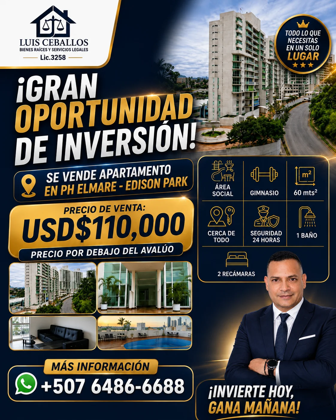 GRAN OPORTUNIDAD DE INVERSIÓN VENTA DE APARTAMENTO EN PLAZA EDISON POR DEBAJO DEL AVALÚO en Panamá, Panamá