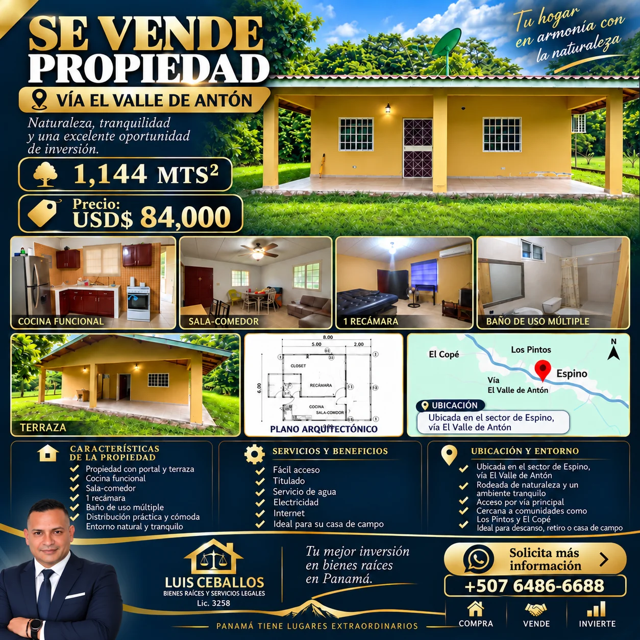 SE VENDE PROPIEDAD VIA AL VALLE DE ANTON (ESPINO) en Espino, Panamá
